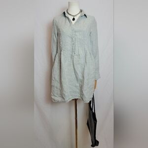 H By Halston Linen Shift Dress Oversized High Low, Size XS